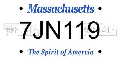 7JN119 Massachusetts License Plate
