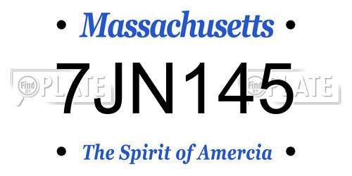 7JN145 Massachusetts License Plate