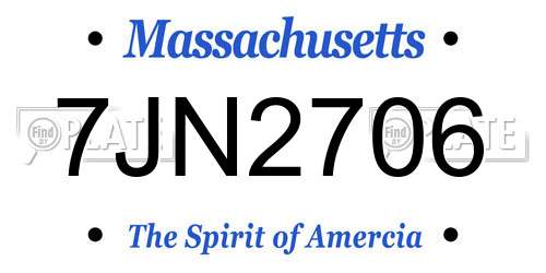 7JN2706 Massachusetts License Plate
