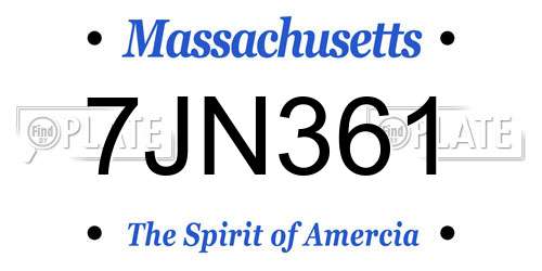 7JN361 Massachusetts License Plate