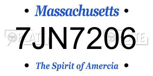 7JN7206 Massachusetts License Plate