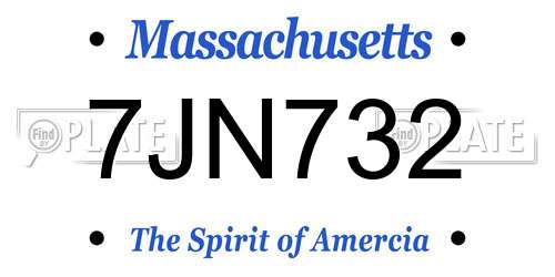 7JN732 Massachusetts License Plate