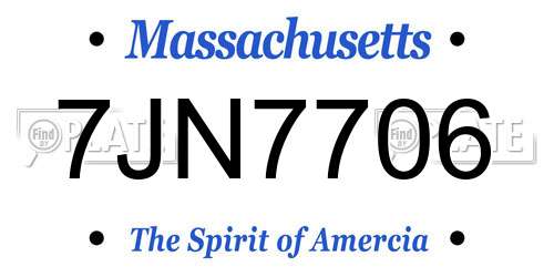 7JN7706 Massachusetts License Plate