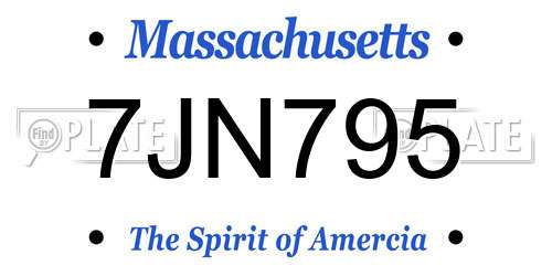 7JN795 Massachusetts License Plate