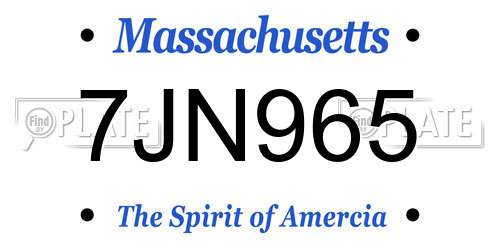 7JN965 Massachusetts License Plate