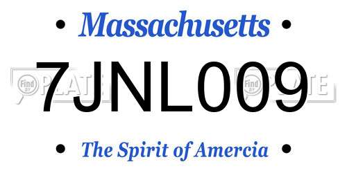 7JNL009 Massachusetts License Plate