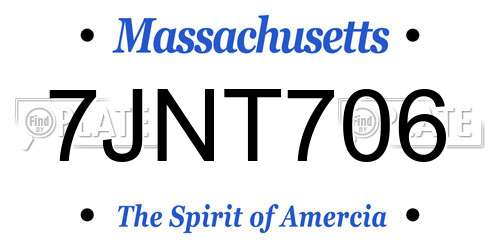 7JNT706 Massachusetts License Plate
