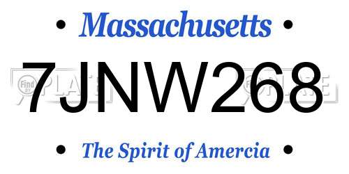 7JNW268 Massachusetts License Plate