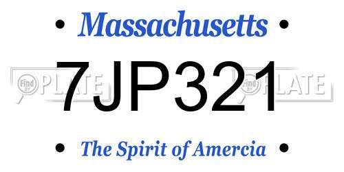 7JP321 Massachusetts License Plate