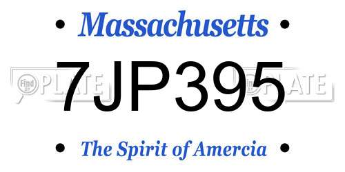 7JP395 Massachusetts License Plate
