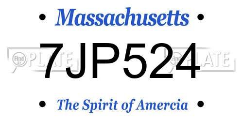 7JP524 Massachusetts License Plate
