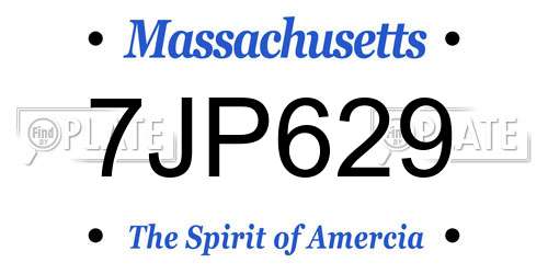 7JP629 Massachusetts License Plate