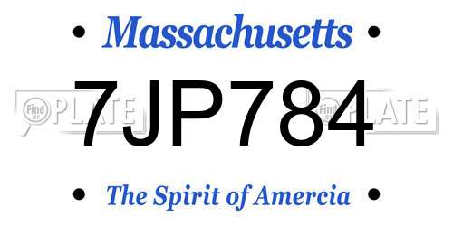 7JP784 Massachusetts License Plate