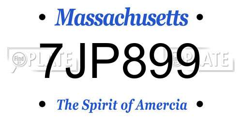 7JP899 Massachusetts License Plate