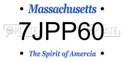 7JPP60 Massachusetts License Plate