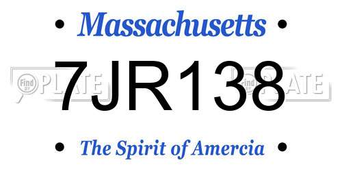 7JR138 Massachusetts License Plate