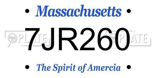 7JR260 Massachusetts License Plate