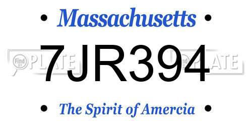 7JR394 Massachusetts License Plate