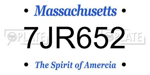7JR652 Massachusetts License Plate