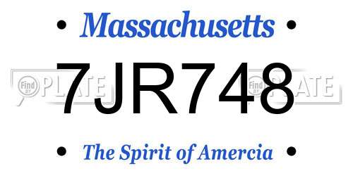 7JR748 Massachusetts License Plate