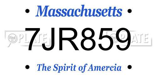 7JR859 Massachusetts License Plate