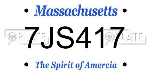 7JS417 Massachusetts License Plate