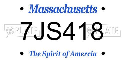 7JS418 Massachusetts License Plate