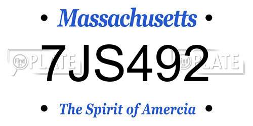 7JS492 Massachusetts License Plate
