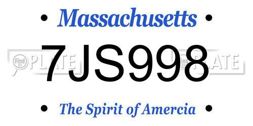 7JS998 Massachusetts License Plate