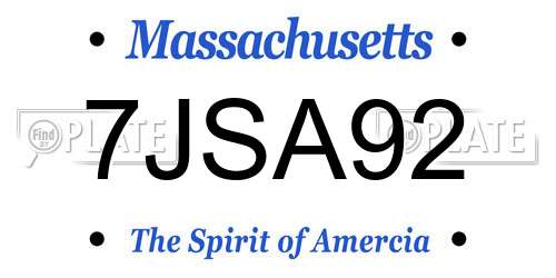 7JSA92 Massachusetts License Plate