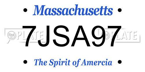 7JSA97 Massachusetts License Plate
