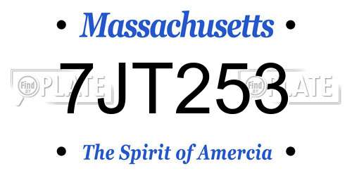 7JT253 Massachusetts License Plate