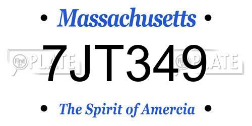 7JT349 Massachusetts License Plate