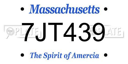7JT439 Massachusetts License Plate