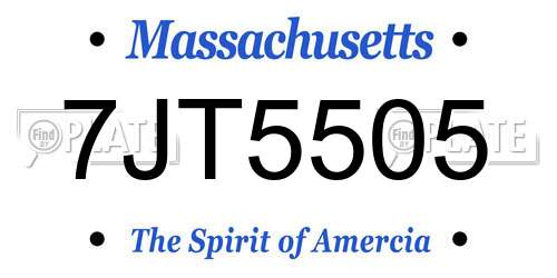 7JT5505 Massachusetts License Plate