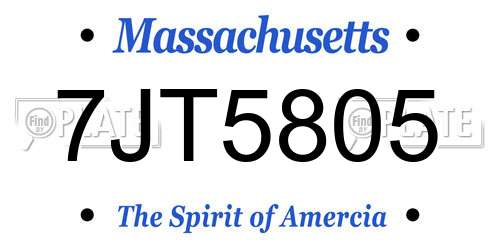 7JT5805 Massachusetts License Plate