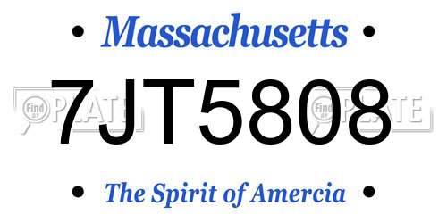 7JT5808 Massachusetts License Plate
