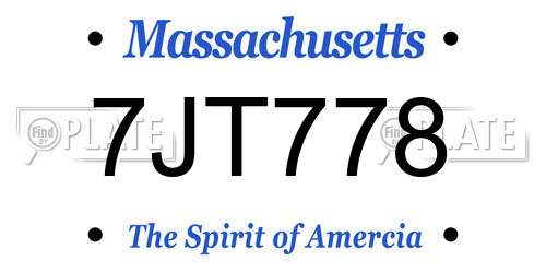 7JT778 Massachusetts License Plate