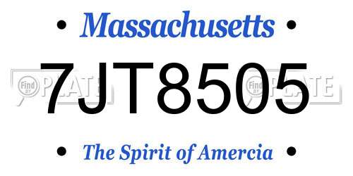 7JT8505 Massachusetts License Plate
