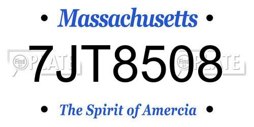 7JT8508 Massachusetts License Plate