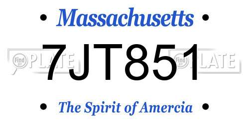 7JT851 Massachusetts License Plate