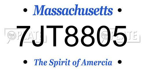 7JT8805 Massachusetts License Plate