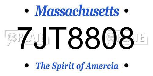 7JT8808 Massachusetts License Plate