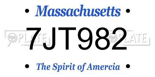 7JT982 Massachusetts License Plate