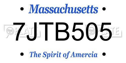7JTB505 Massachusetts License Plate