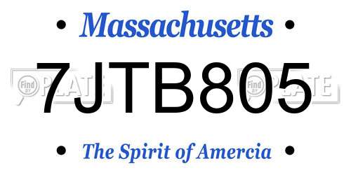 7JTB805 Massachusetts License Plate