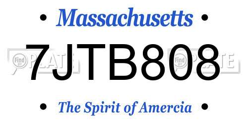 7JTB808 Massachusetts License Plate