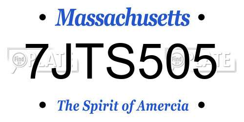 7JTS505 Massachusetts License Plate