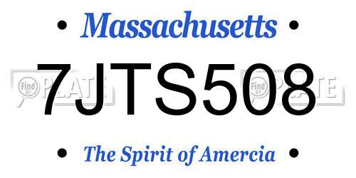 7JTS508 Massachusetts License Plate