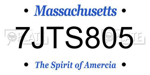 7JTS805 Massachusetts License Plate